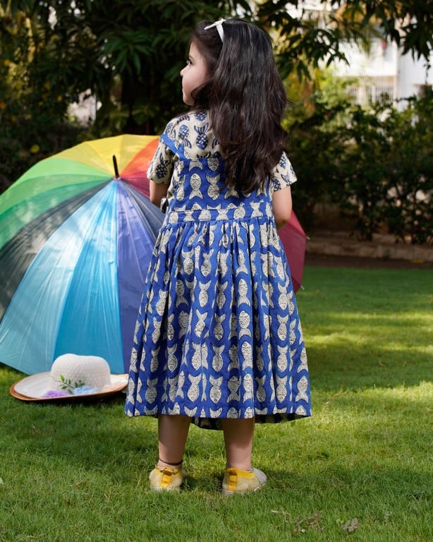 Fish ocean Blue Kid Dungaree Dress