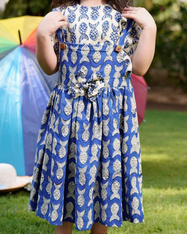 Fish ocean Blue Kid Dungaree Dress