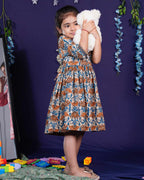 Caramel Floral Kid Dress