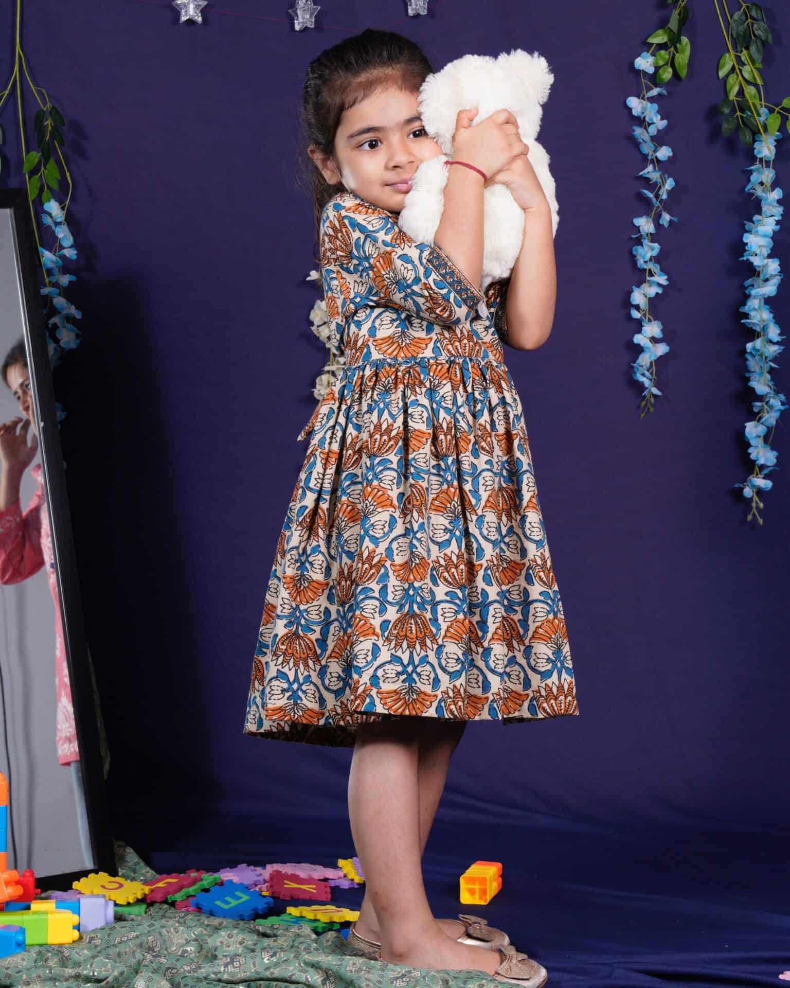 Caramel Floral Kid Dress