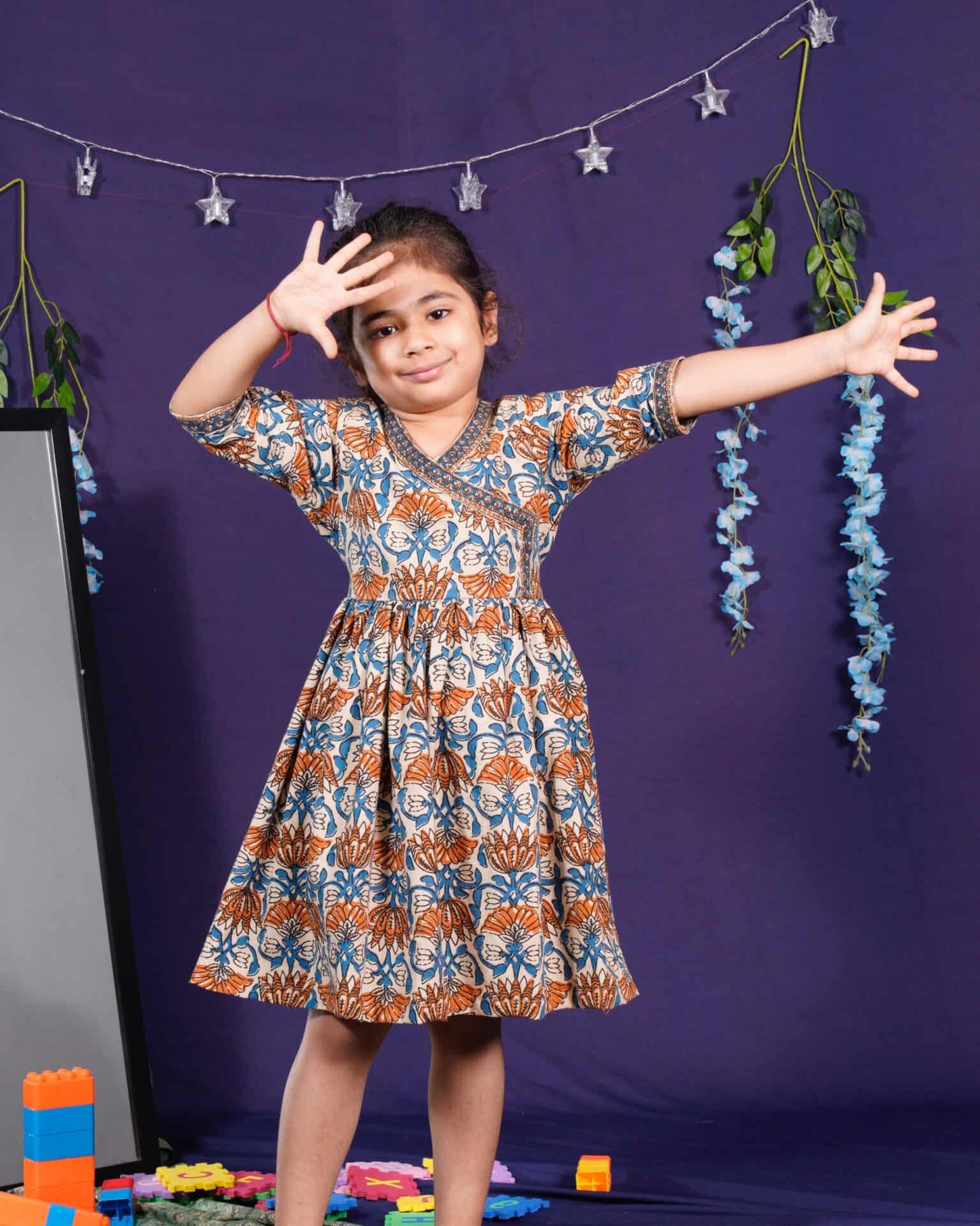 Caramel Floral Kid Dress