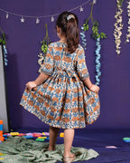 Caramel Floral Kid Dress