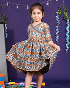 Caramel Floral Kid Dress