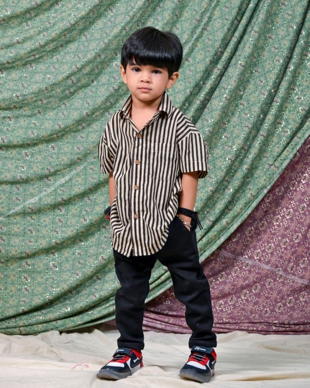 Black Striped Kids Shirt Main image