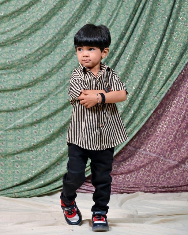 Black Striped Kids Shirt