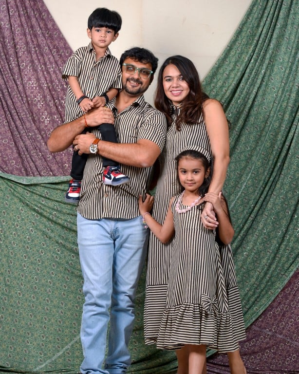 Black Striped Halter Midi Family Set