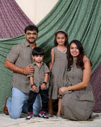 Black Striped Halter Midi Family Set