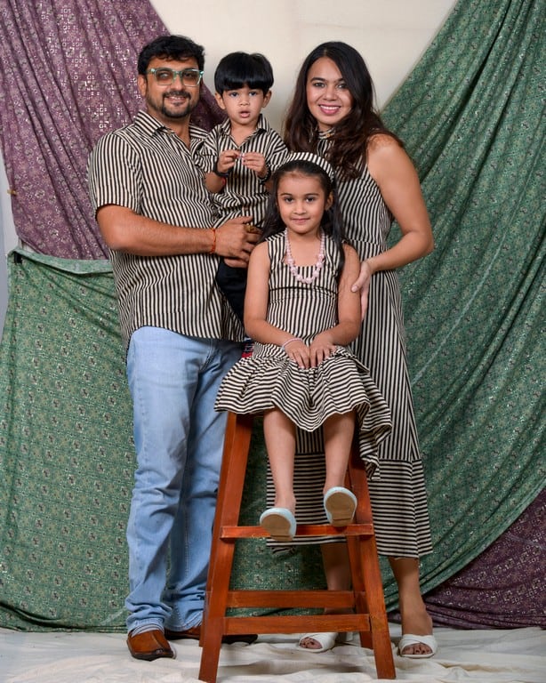 Black Striped Halter Midi Family Set Main image