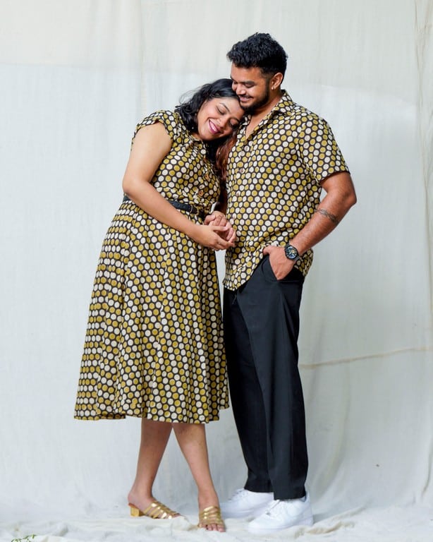 Archies Mustard Polka Couple Set