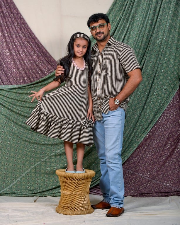 Black Striped Father Daughter Twinning Main image