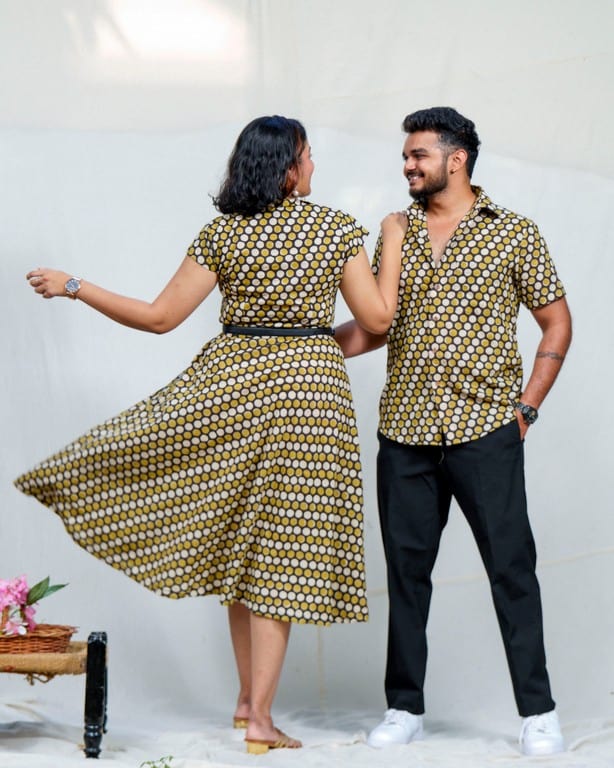 Archies Mustard Polka Couple Set