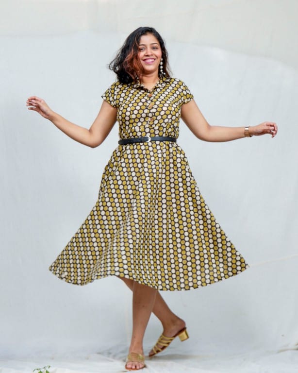 Archies Mustard Polka Dress Main image