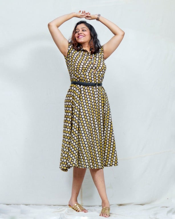 Archies Mustard Polka Dress