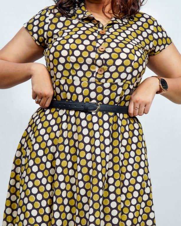 Archies Mustard Polka Dress
