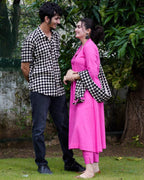 Fuchsia Pink Anarkali Couple Set