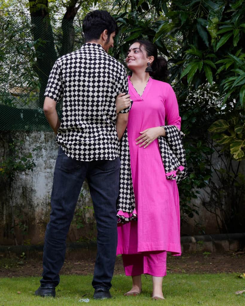 Fuchsia Pink Anarkali Family Set