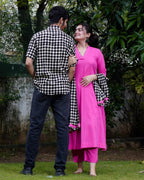 Fuchsia Pink Anarkali Family Set
