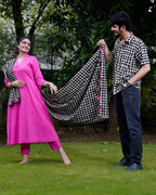 Fuchsia Pink Anarkali Family Set