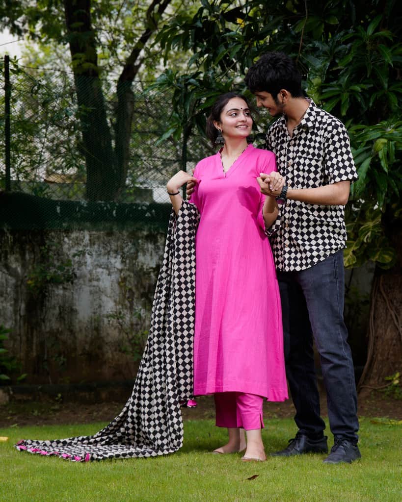 Fuchsia Pink Anarkali Couple Set