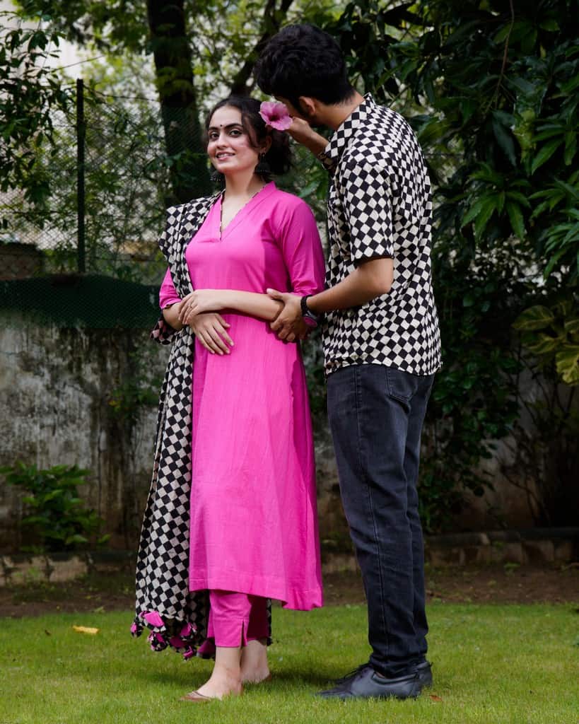 Fuchsia Pink Anarkali Couple Set