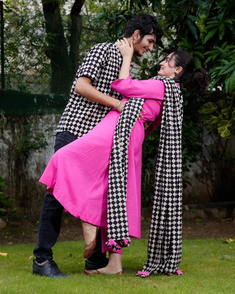 Fuchsia Pink Anarkali Couple Set