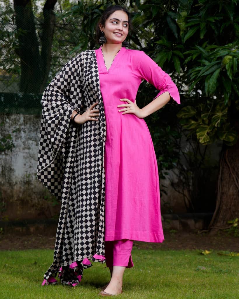 Fuchsia Pink Anarkali Maternity Kurta Set