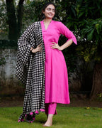 Fuchsia Pink Anarkali Maternity Kurta Set