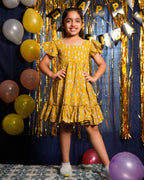 Yellow Fish Print Kids dress