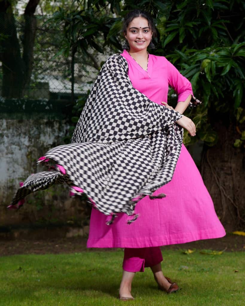 Fuchsia Pink Anarkali Kurta Set