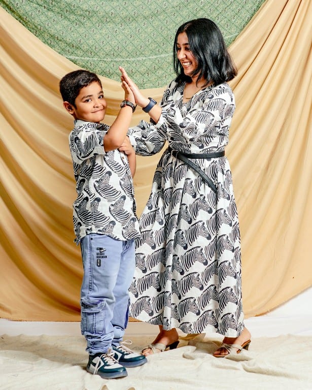 Zebra Print Mother Son Twinning