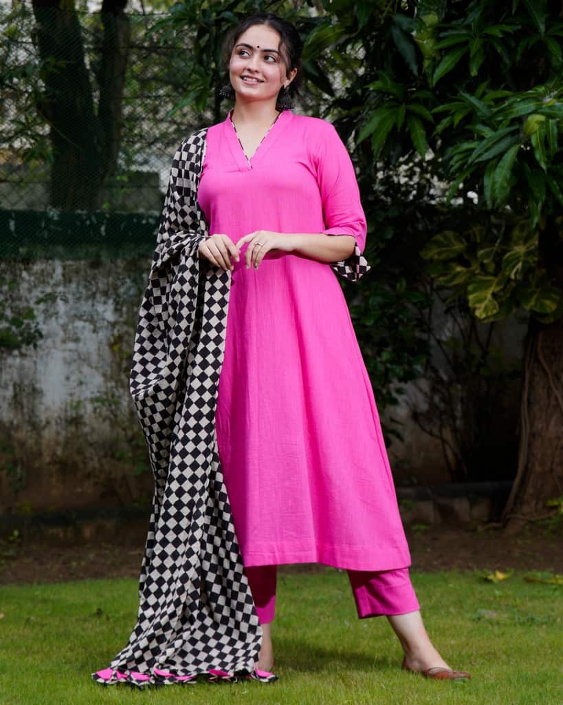 Fuchsia Pink Anarkali Kurta Set