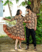 Queen black frill Couple Set