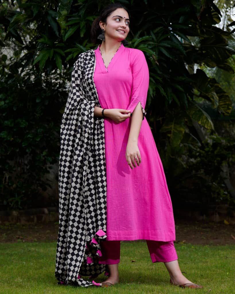 Fuchsia Pink Anarkali Maternity Kurta Set