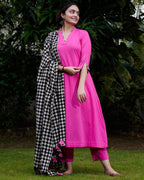 Fuchsia Pink Anarkali Maternity Kurta Set