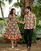 Queen black frill Couple Set