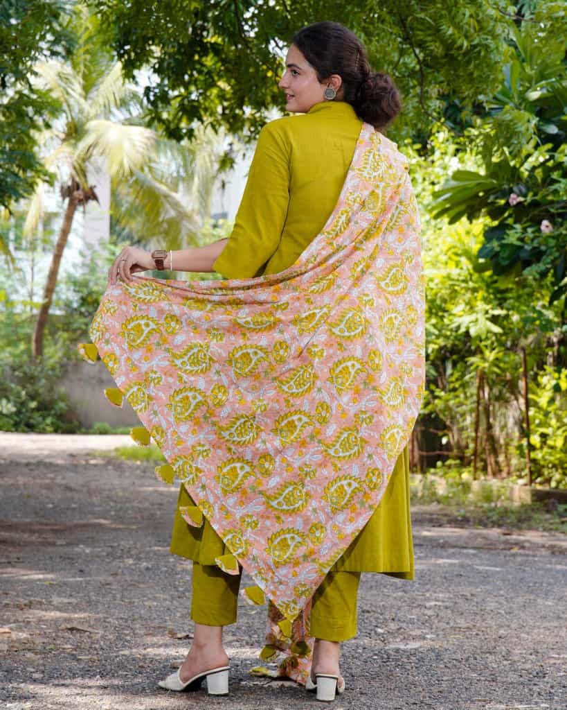Lime Pearl Green Anarkali Maternity Kurta Set