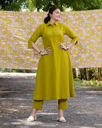 Lime Pearl Green Anarkali Family Set