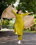Lime Pearl Green Anarkali Kurta Set
