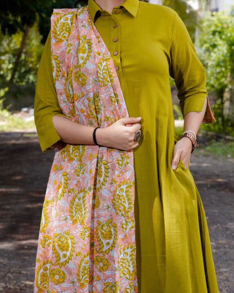 Lime Pearl Green Anarkali Kurta Set