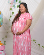 Pink Ikat Maxi Nursing Dress
