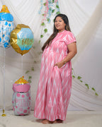 Pink Ikat Maxi Nursing Dress