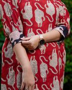 Red Kitty Puff Sleeves Shift Maternity Dress