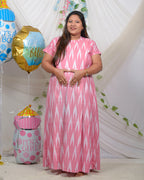 Pink Ikat Maxi Nursing Dress