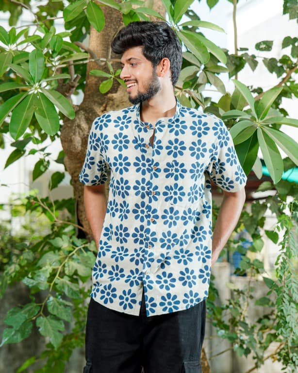 Indigo Floral Dress Couple Set