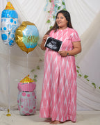 Pink Ikat Maxi Nursing Dress