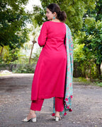 Raspberry Aqua Pink Anarkali Kurta Set