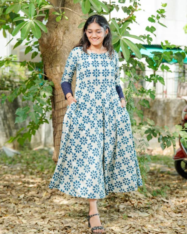 Indigo floral Dress Main image