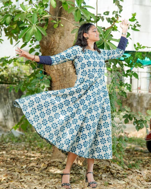 Indigo floral Dress
