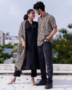 Black Aztec Anarkali Couple Set