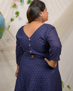 Ink Blue Cutwork Long Maternity Dress